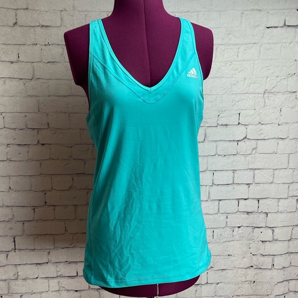 Adidas size large light teal athletic tank top - Picture 1 of 6